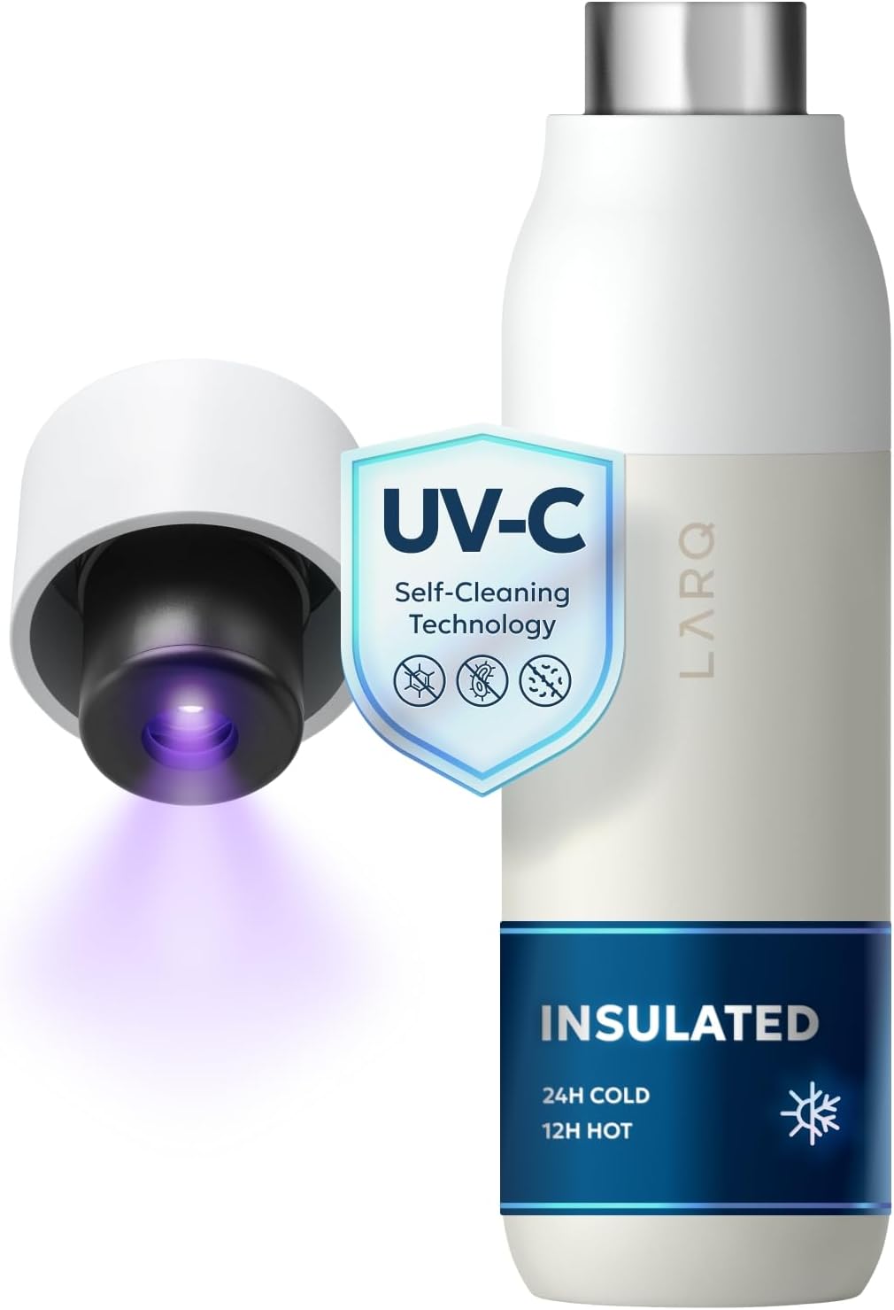 LARQ Bottle PureVis isolierte UV-C-Flasche aus Edelstahl in Granitweiß